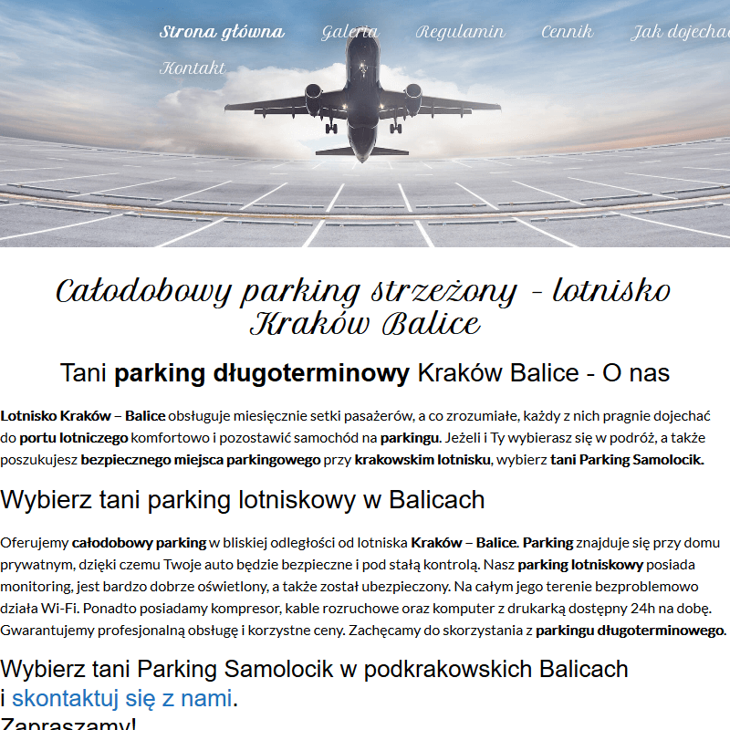 Lotnisko parking długoterminowy w Krakowie